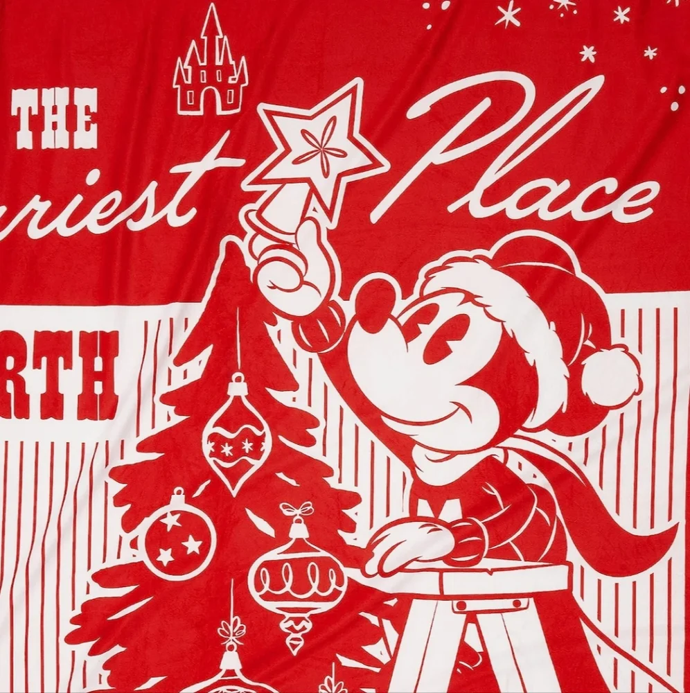 Disney Mickey Mouse and Minnie Holiday Fleece Throw Blanket